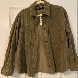 Corduroy Olive Shacket - NWT Zara
